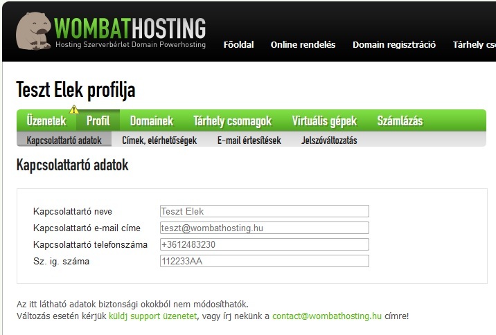 Kapcsolattartó adatai